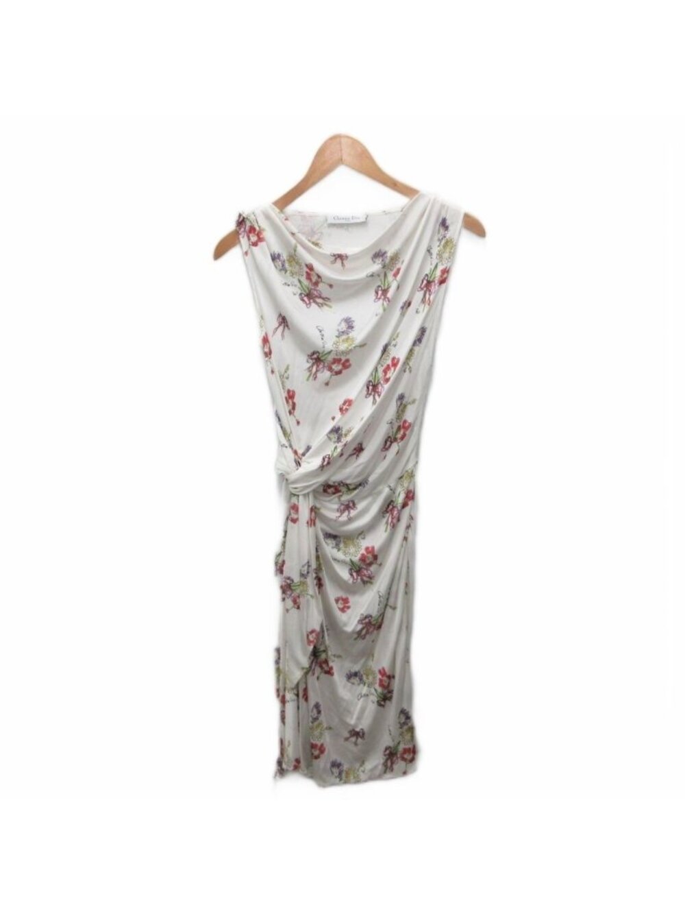 Dior Dress Sleeveless Calf Long Twist Allover Pattern 34 Ivory Multicolor